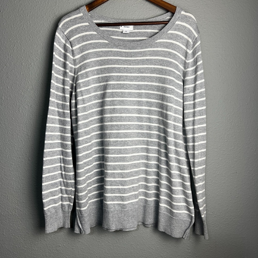Old Navy Striped Knit Sweater Glitter Sparkle‎ Casual Soft Cozy Long Sleeve XXL